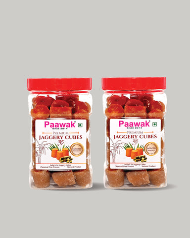 Paawak Jaggery Cubes Combo Pack (2 jars, 500g each)