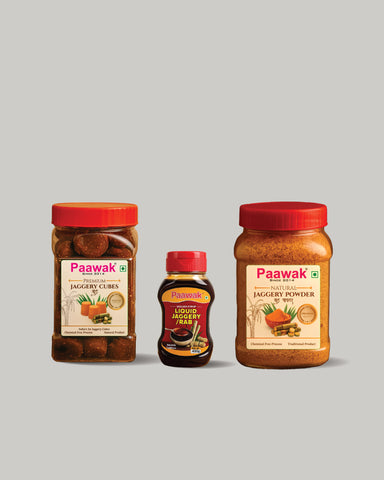 1 Liquid Jaggery (400g) + 1 Cube (500g) + 1 Powder (500g)