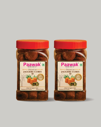 Paawak Jaggery Cubes Combo Pack (2 jars, 500g each)